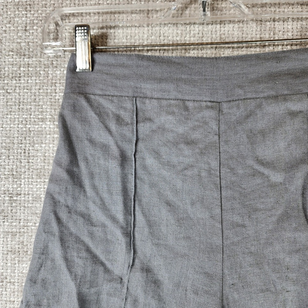 Linen Handmade Studio Long Shorts Womens *XS Gray High Rise Classic 24x10 EUC - Picture 2 of 11